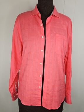 Men's Tommy Bahama Linen Long Sleeve Summer Shirt Coral Colour NBW